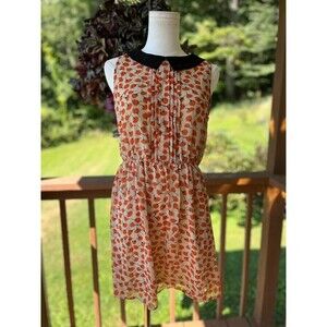 Fun2Fun Orange Floral Dress Size M Peter Pan Collar Fall Autumn